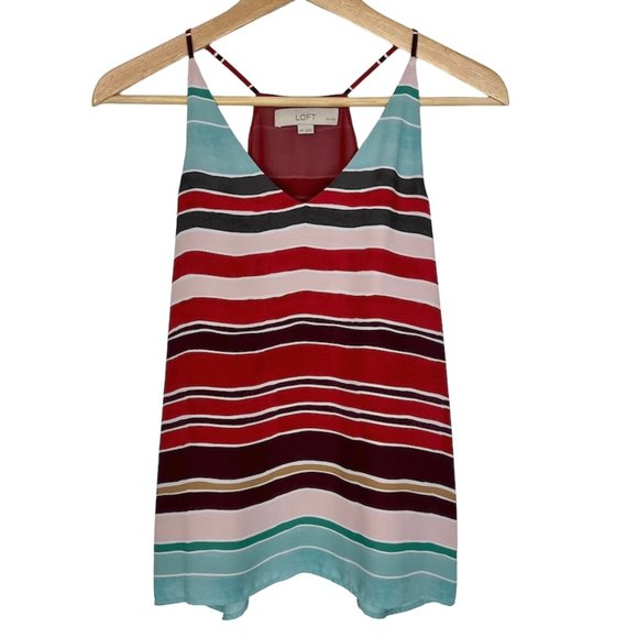 Loft Strappy Cami Sleeveless Multi-Colored Striped Top Size XXSP - Picture 3 of 8